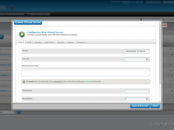 Teamspeak Interface Create Virtual Server