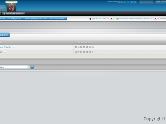 Teamspeak Interface Virtual Server Servergroup Assignements