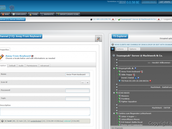 Teamspeak Interface Virtual Server Modify Channels