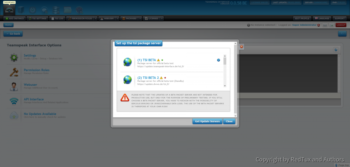 Teamspeak Interface Package Server Management