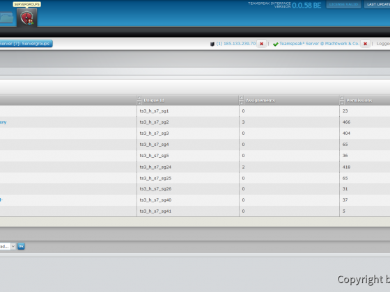Teamspeak Interface Virtual Server Servergroup Overview
