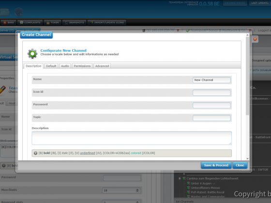 Teamspeak Interface Virtual Server Create Channel