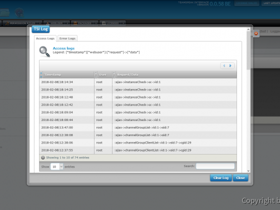 Teamspeak Interface Log Management