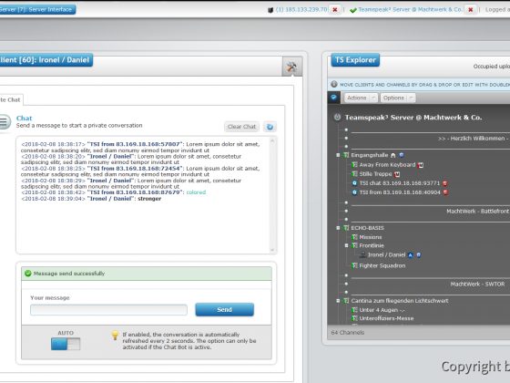 Teamspeak Interface Virtual Server Client Chat