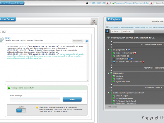 Teamspeak Interface Virtual Server Chat