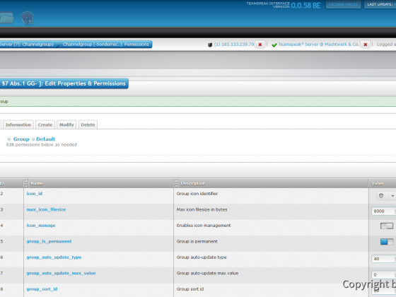 Teamspeak Interface Virtual Server Channelgroup Permissions