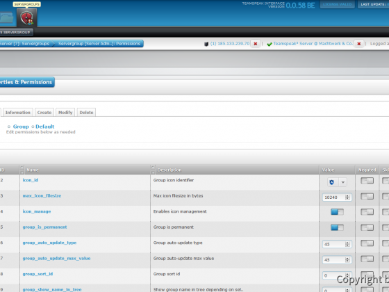 Teamspeak Interface Virtual Server Servergroup Permissions